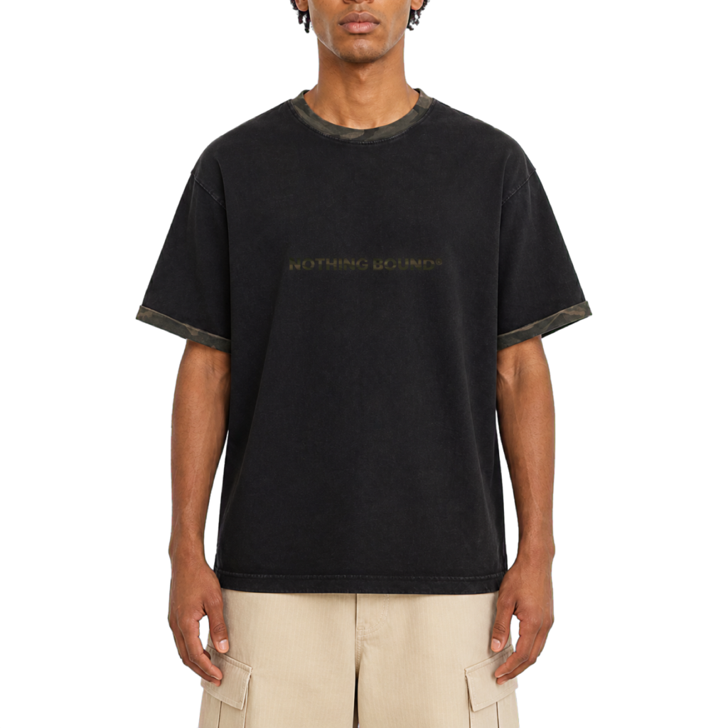 Camo Panel Tee — vista frontal de fit