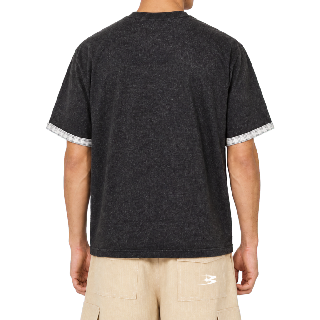Plaid Boxy Tee — vista trasera de fit