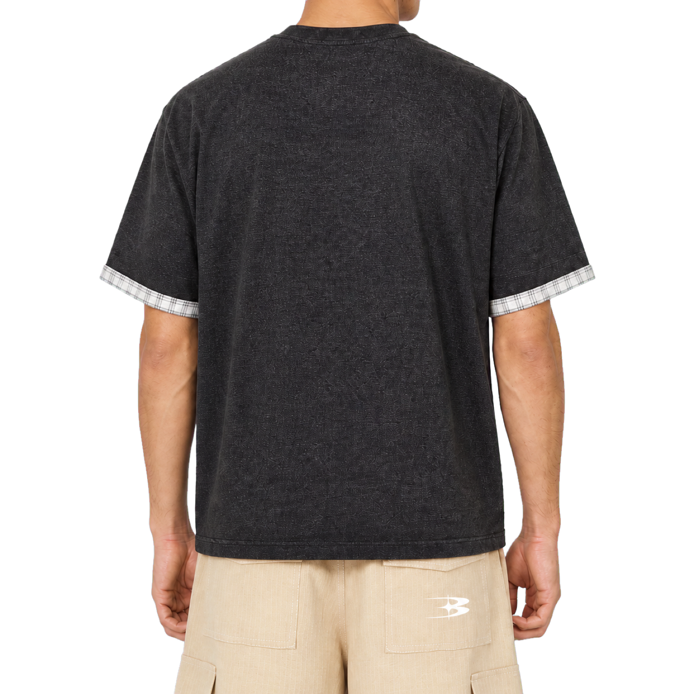 Plaid Boxy Tee — vista trasera de fit
