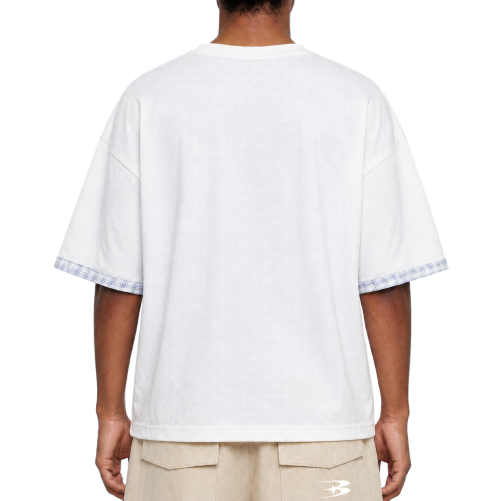 Plaid Boxy Tee — vista trasera de fit