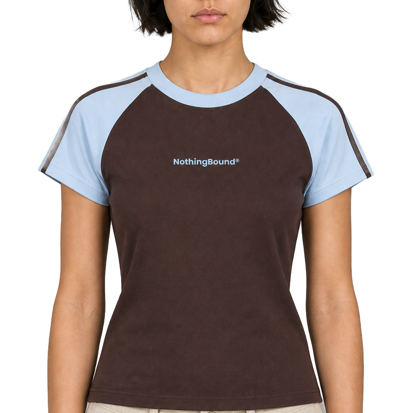 Contrast Raglan Tee — vista frontal de fit