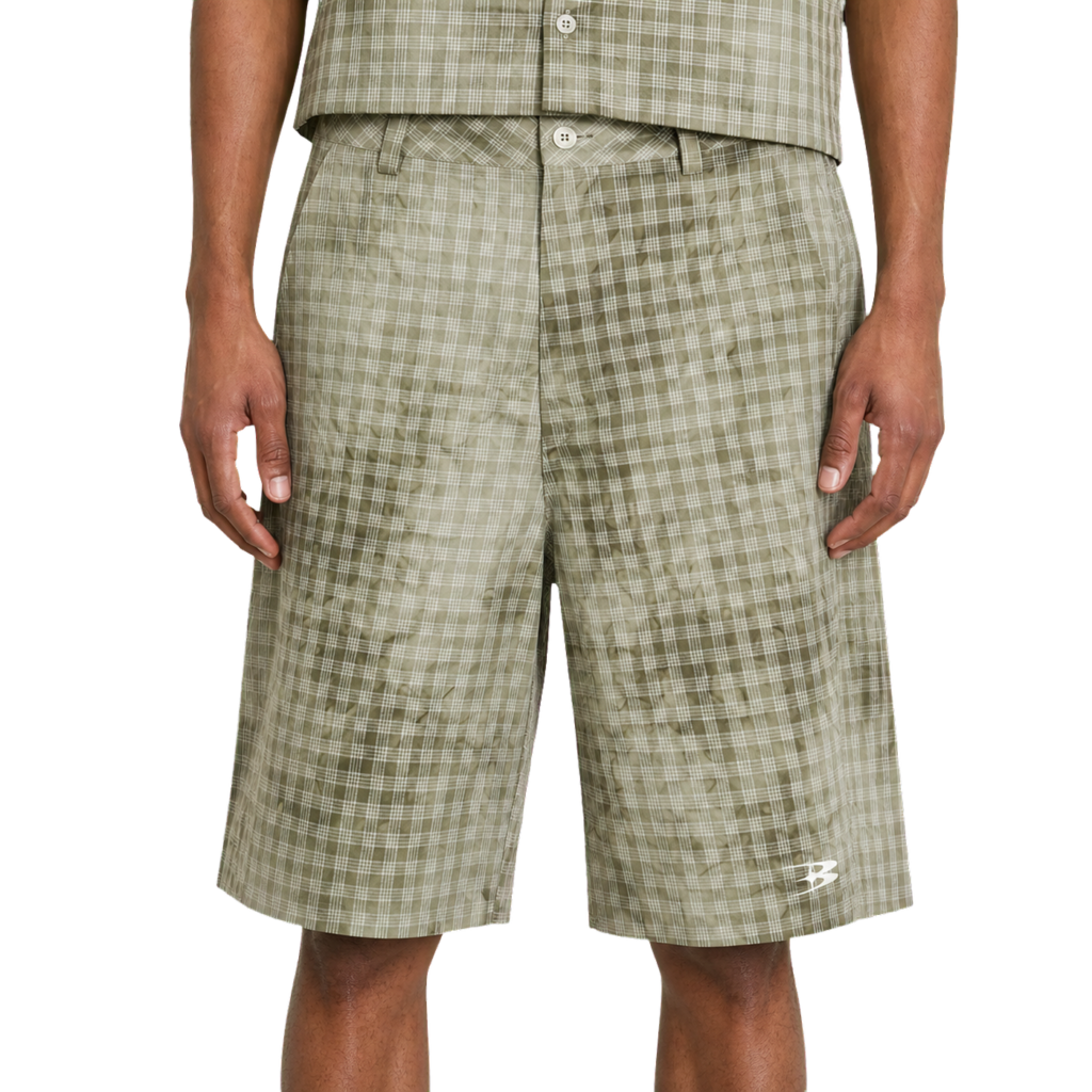 Washed Plaid Shorts — vista frontal de fit