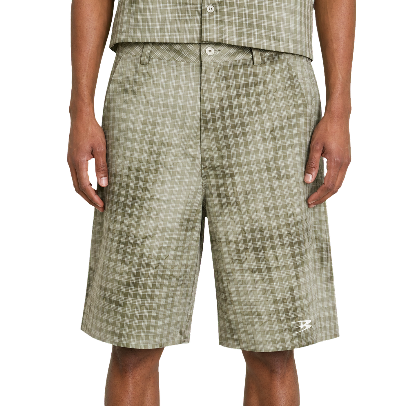 Washed Plaid Shorts — vista frontal de fit