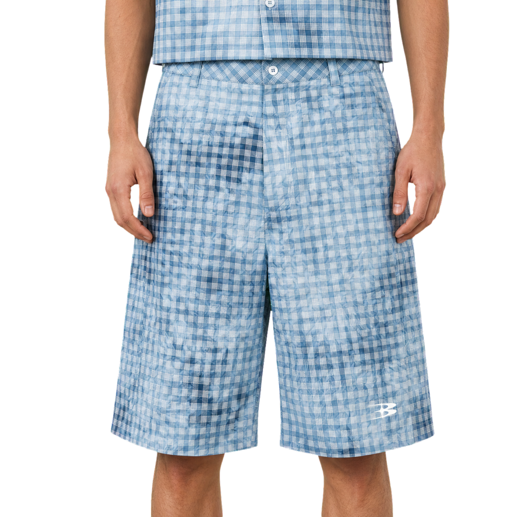 Washed Plaid Shorts — vista frontal de fit