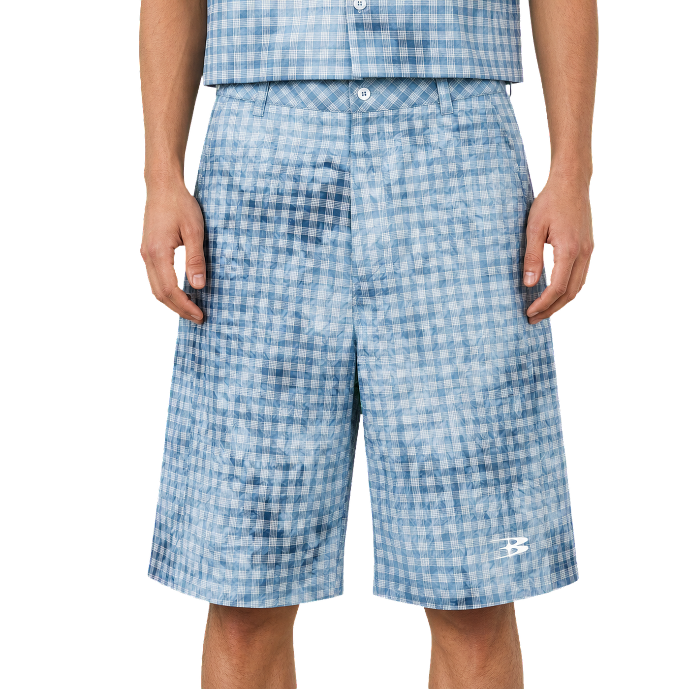 Washed Plaid Shorts — vista frontal de fit