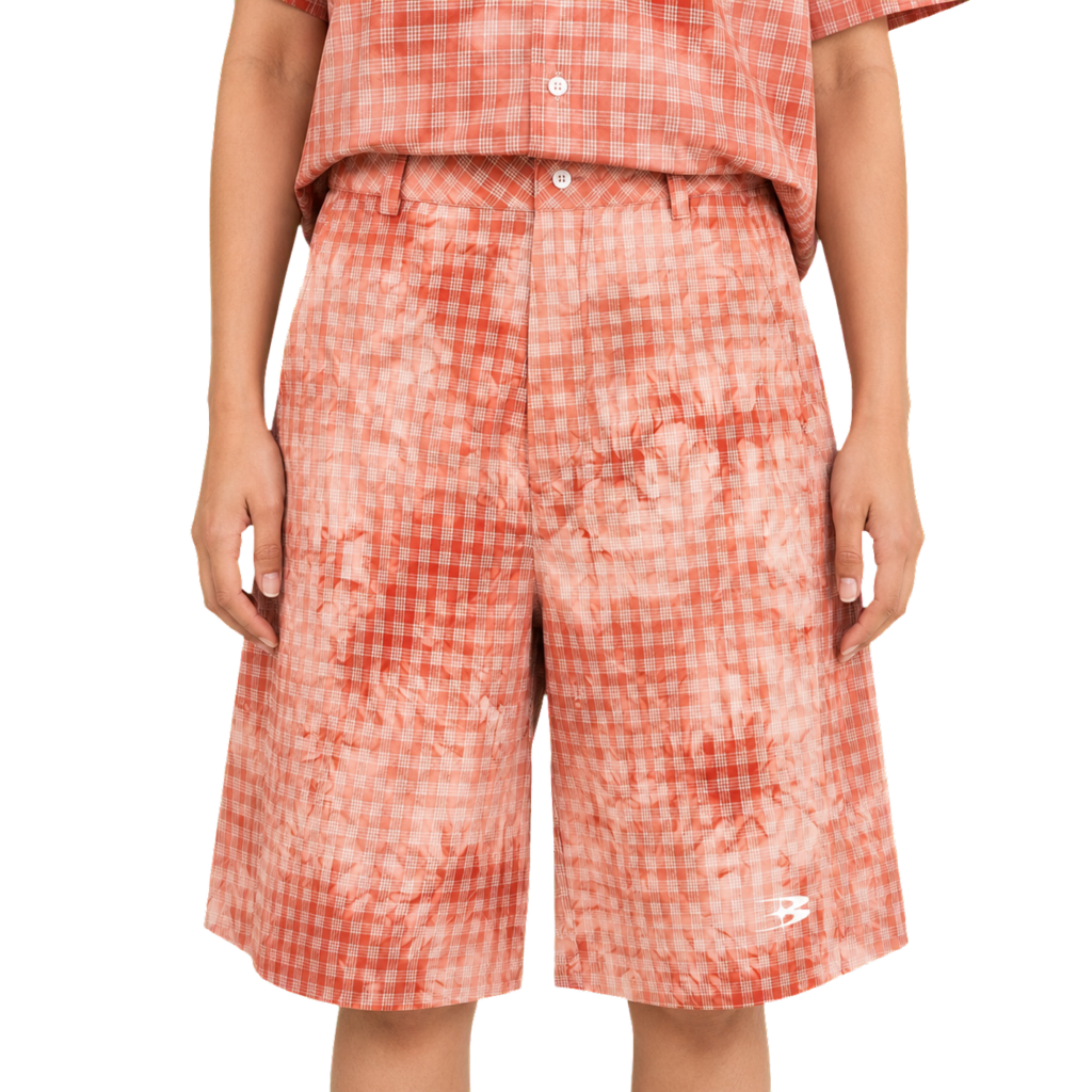 Washed Plaid Shorts — vista frontal de fit