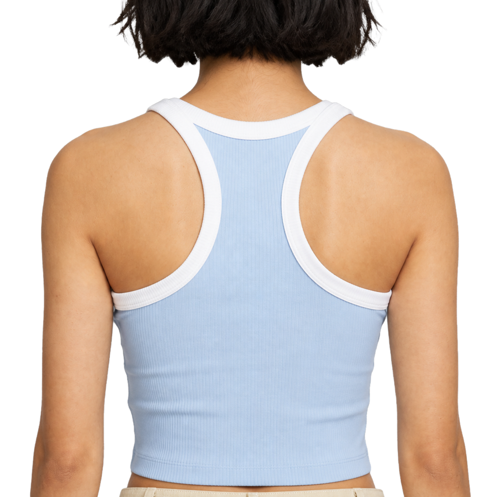 Colorblock Racer Tank — vista trasera de fit