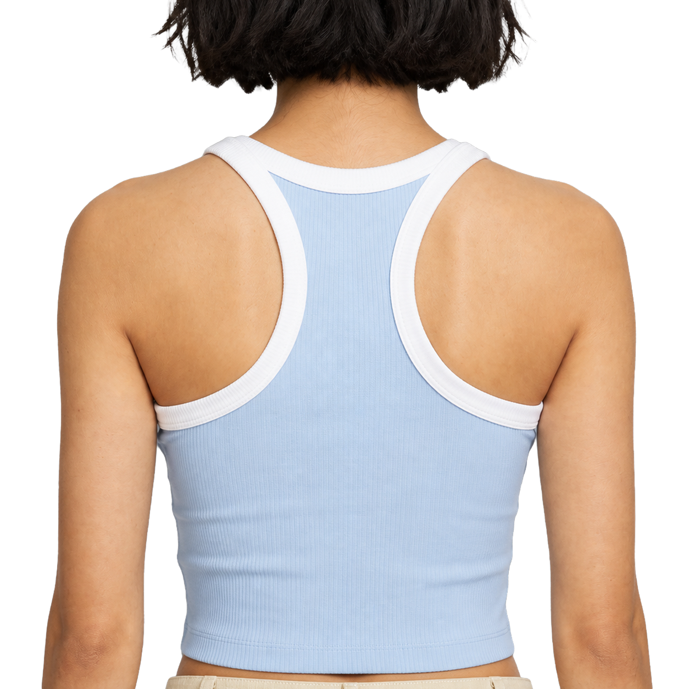Colorblock Racer Tank — vista trasera de fit