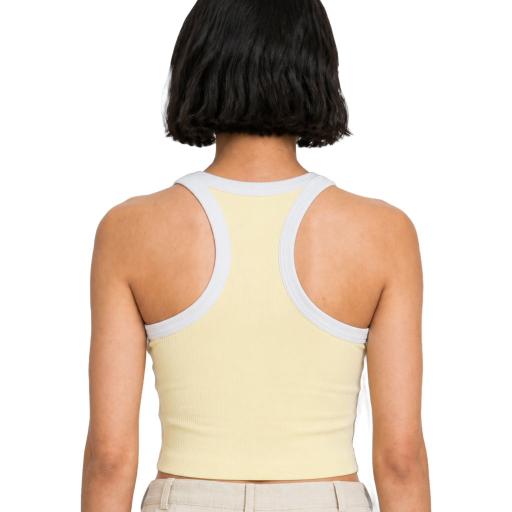 Colorblock Racer Tank — vista trasera de fit
