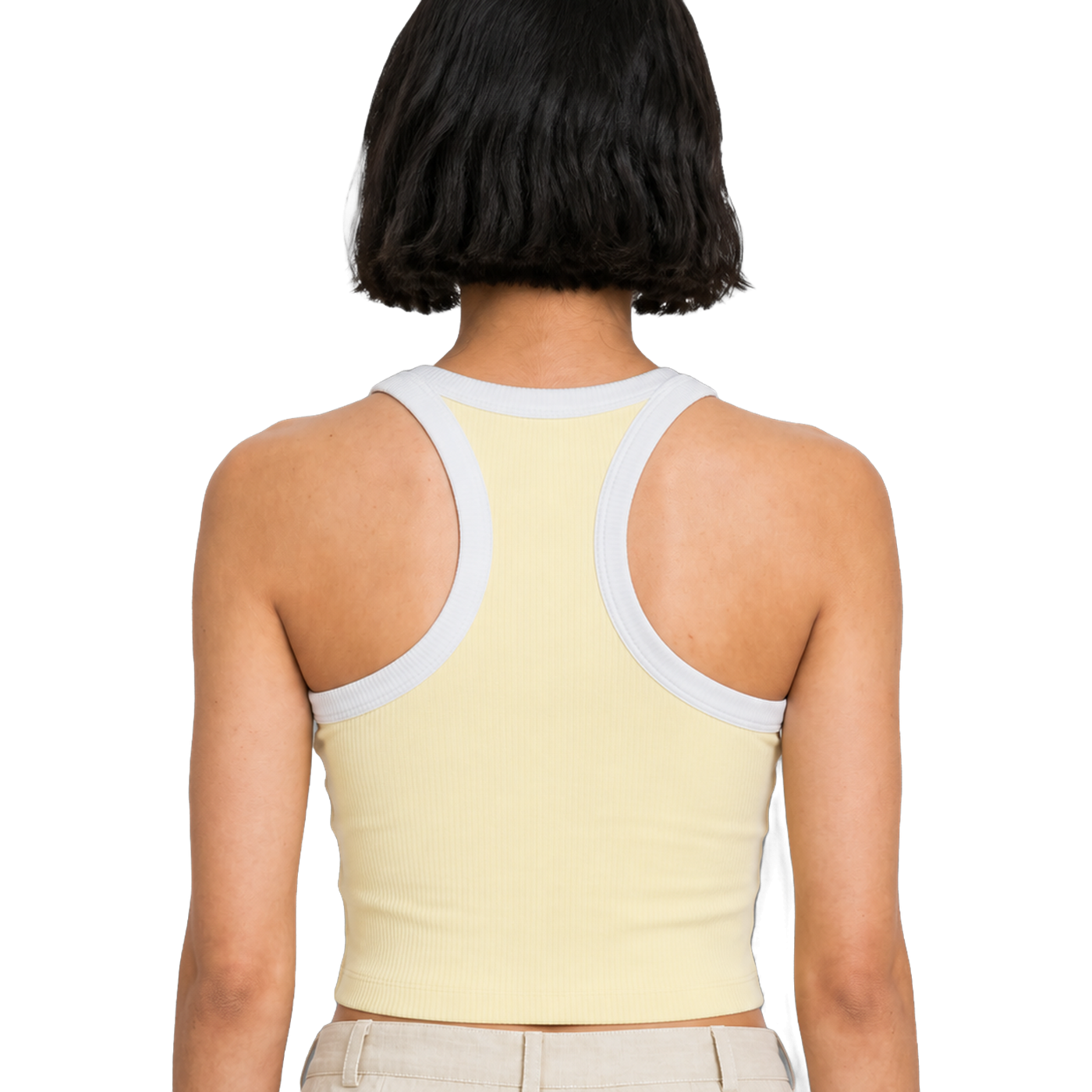 Colorblock Racer Tank — vista trasera de fit
