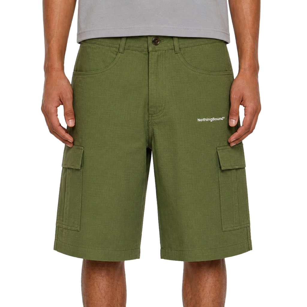 Woven Cargo Shorts — vista frontal de fit
