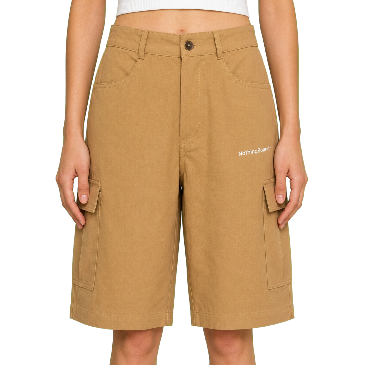 Woven Cargo Shorts — vista frontal de fit