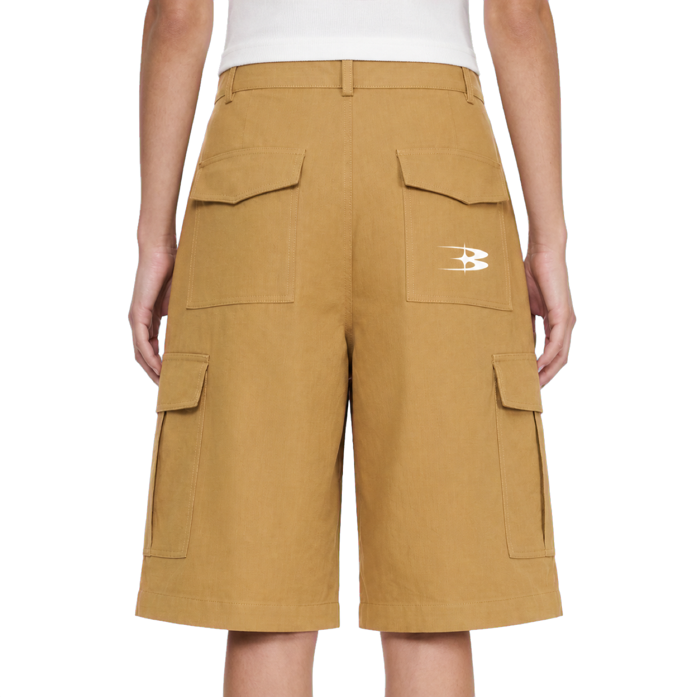 Woven Cargo Shorts — vista trasera de fit