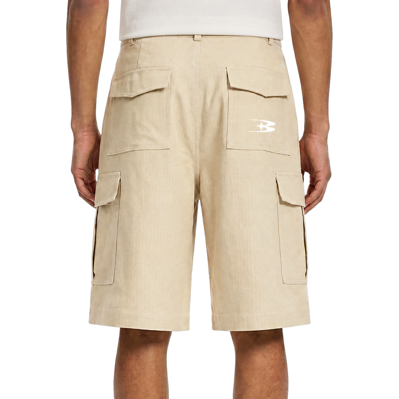 Woven Cargo Shorts — vista trasera de fit
