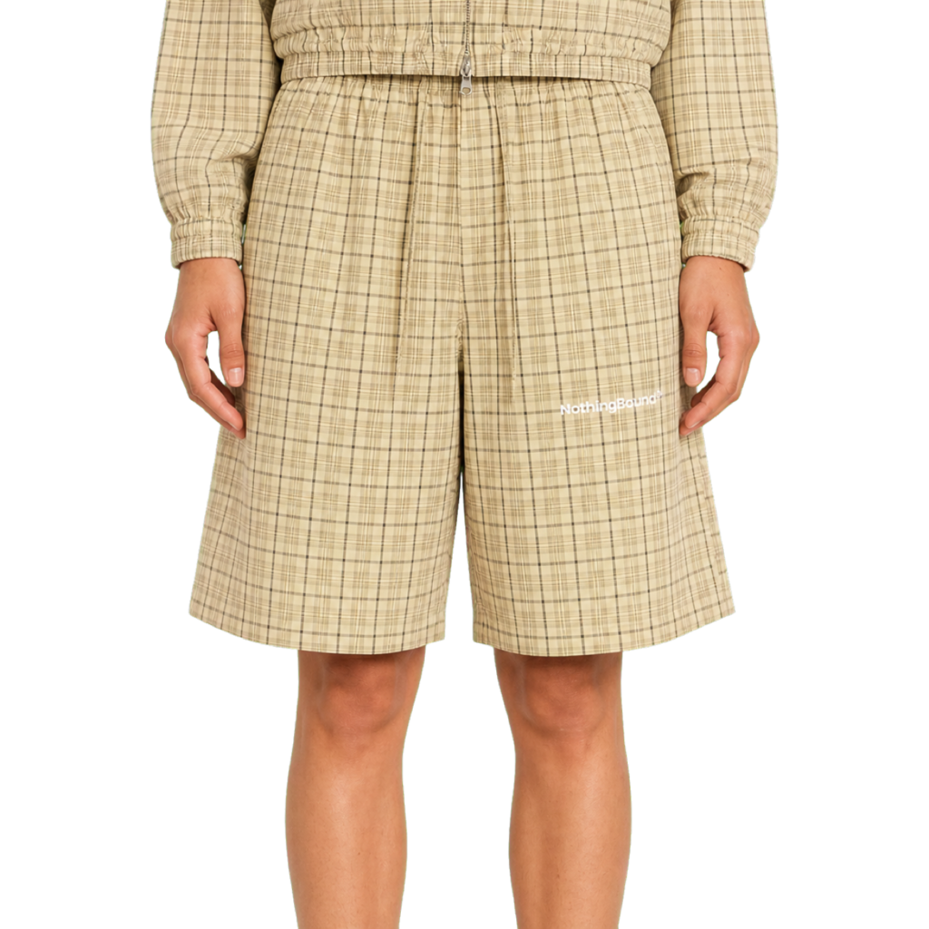Plaid Wide-Leg Shorts — vista frontal de fit