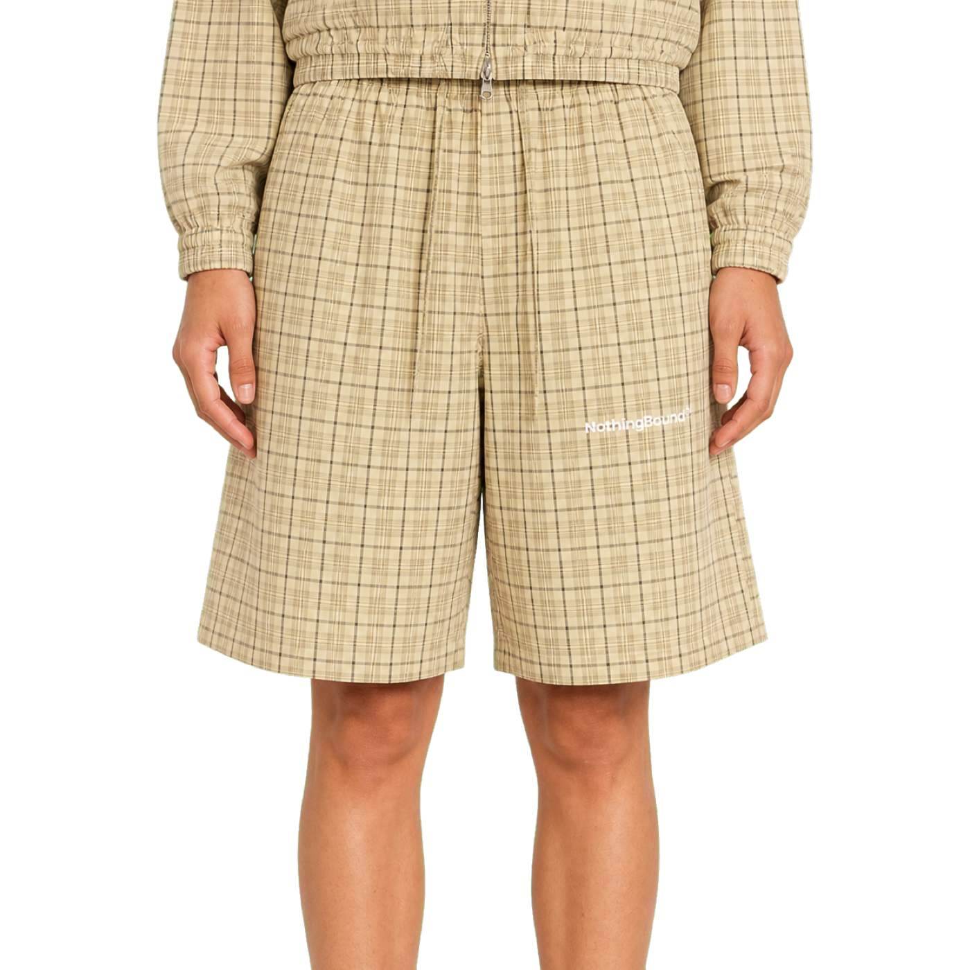 Plaid Wide-Leg Shorts — vista frontal de fit
