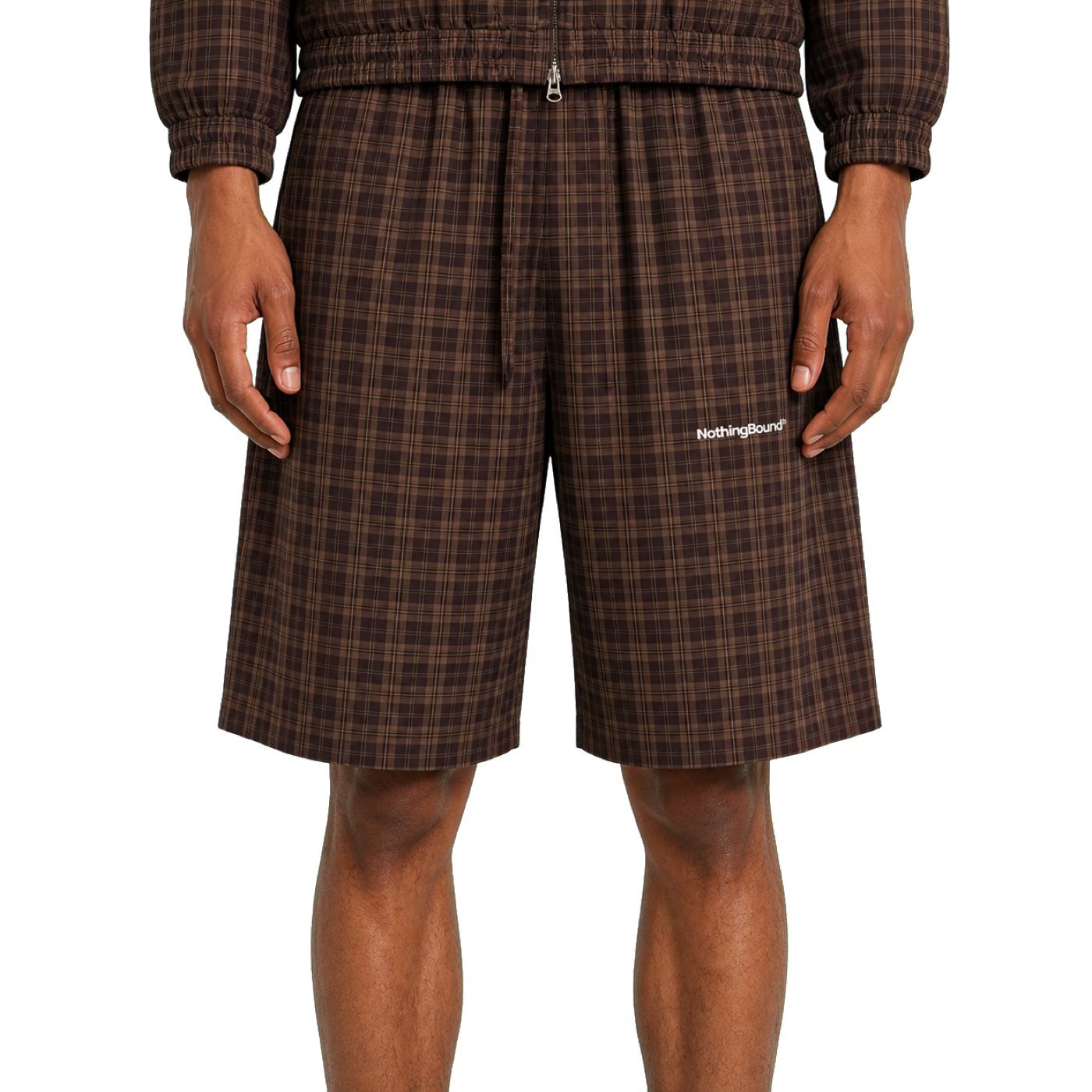Plaid Wide-Leg Shorts — vista frontal de fit