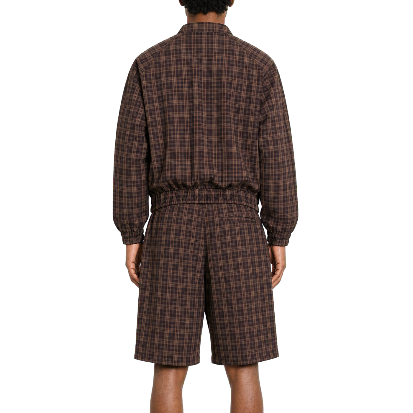 Plaid Wide-Leg Shorts — vista trasera de fit