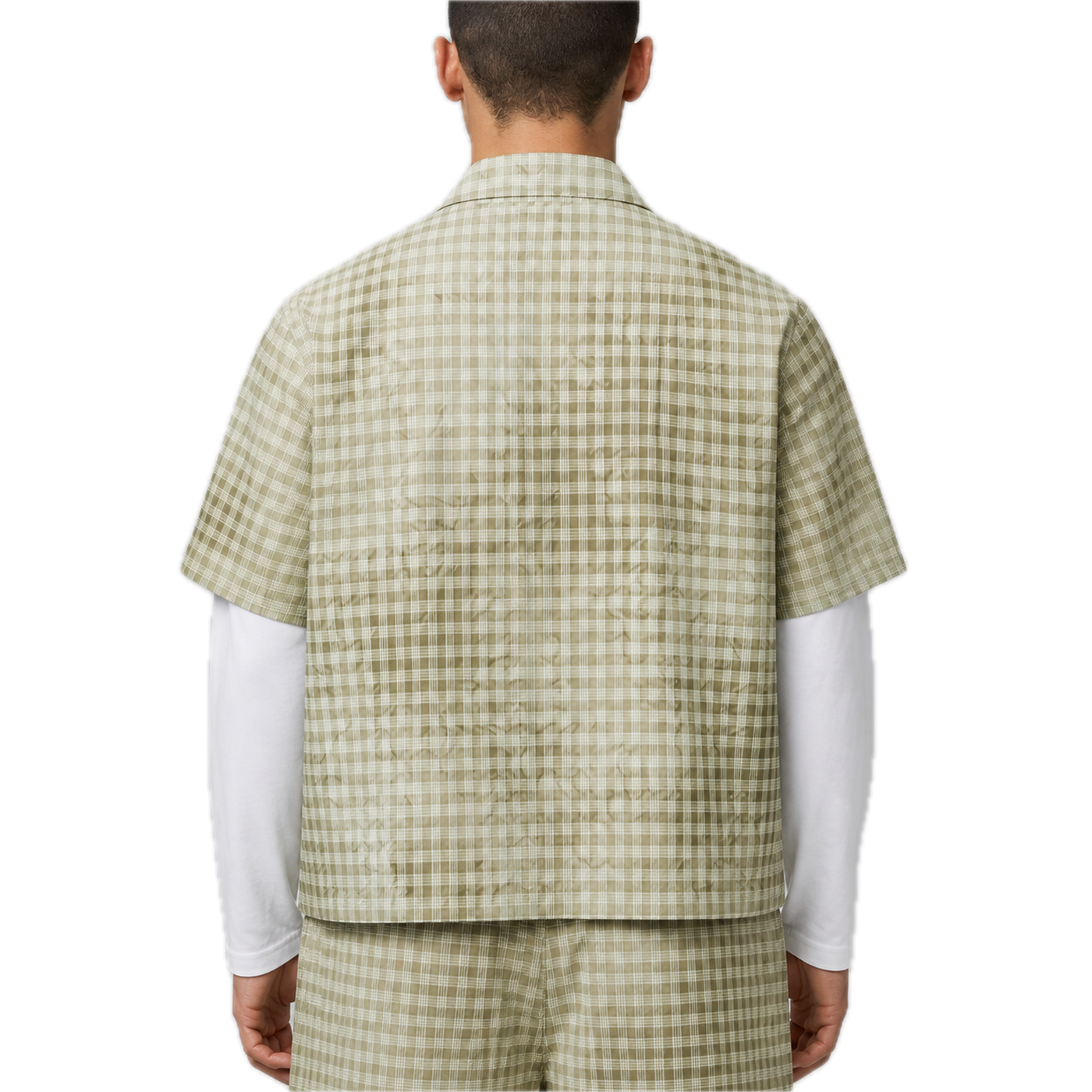 Washed Double-Sleeve Shirt — vista trasera de fit
