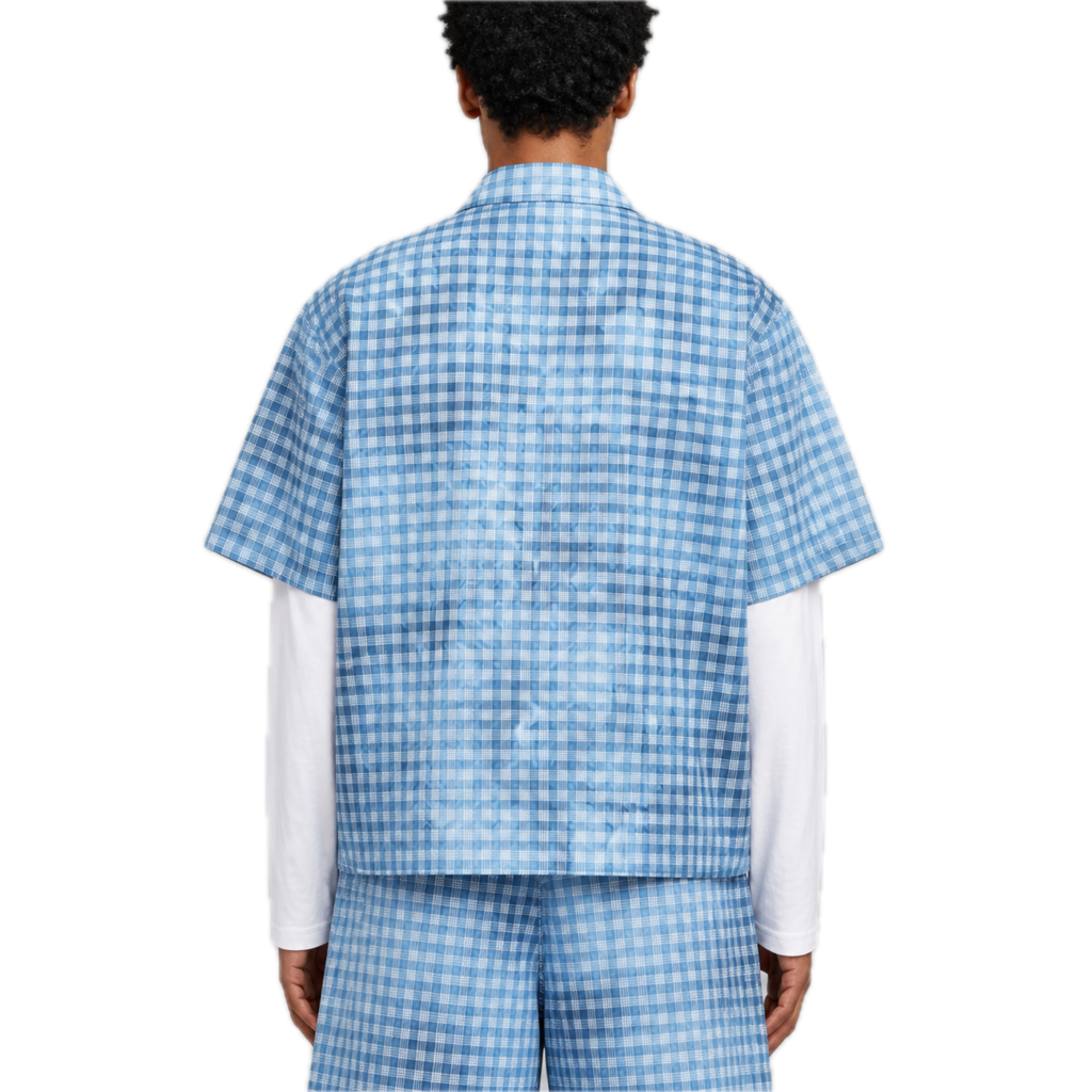 Washed Double-Sleeve Shirt — vista trasera de fit