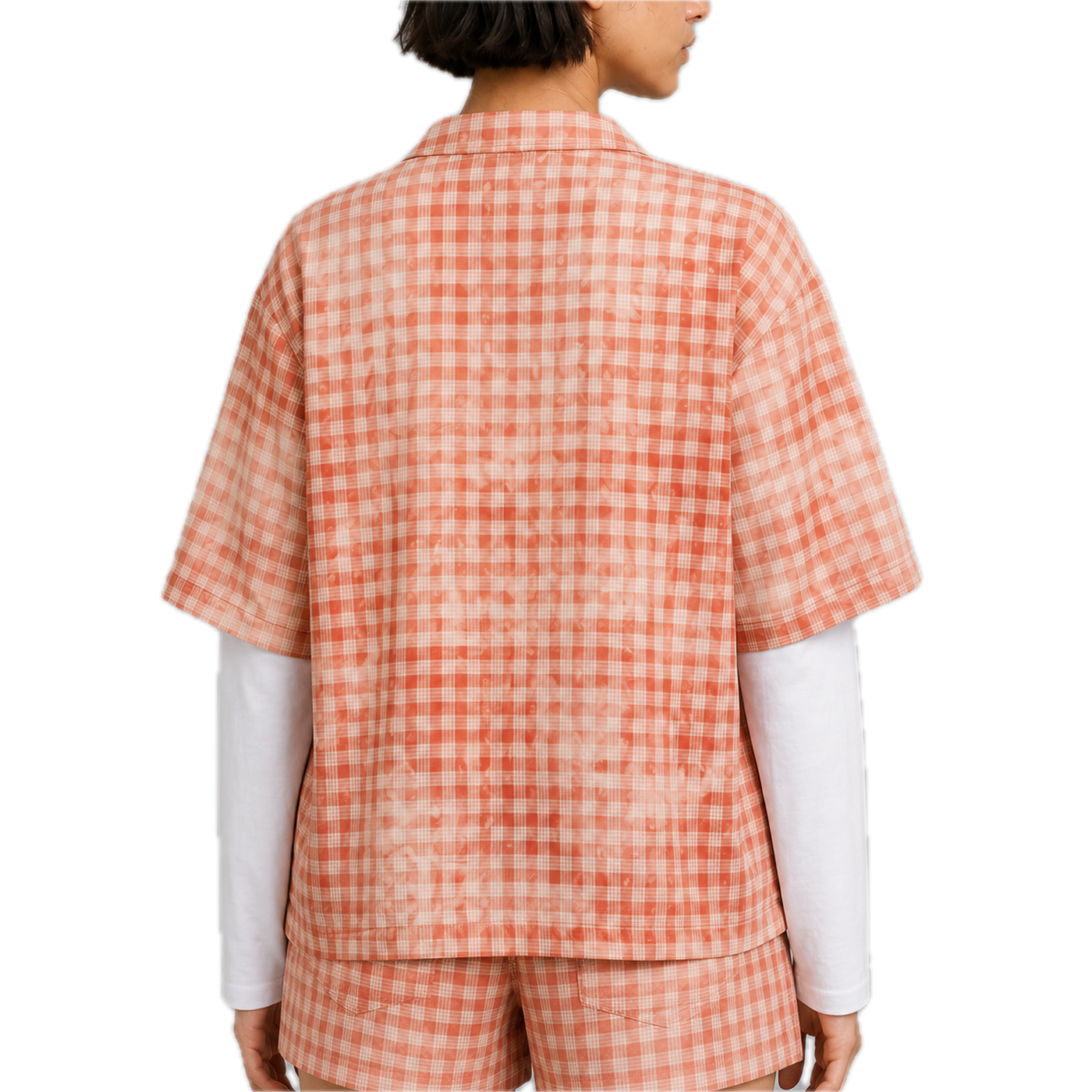 Washed Double-Sleeve Shirt — vista trasera de fit